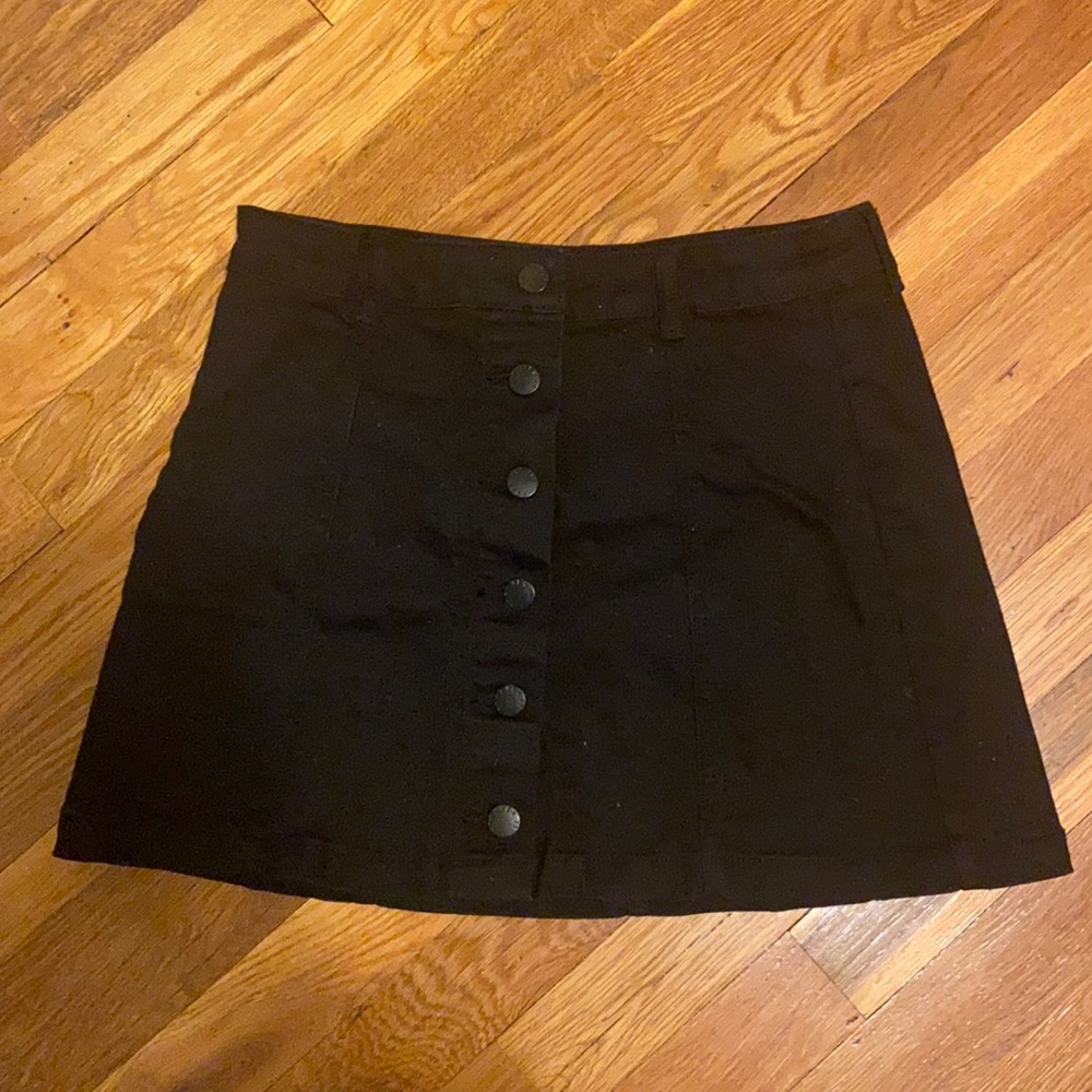 Black denim skirt